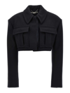 Stella Mccartney Cropped Wool Jacket With Button Closure In Black