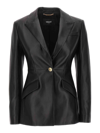 Versace Single Breast Nappa Leather Jacket In Black