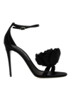 Dolce & Gabbana Keira 105 Satin Bow Sandals In Patent Leather In Negro