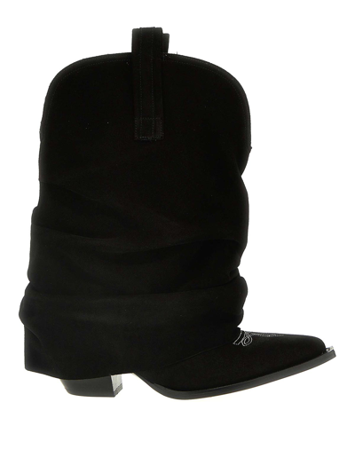 R13 Chunky Cowboy Boots In Negro