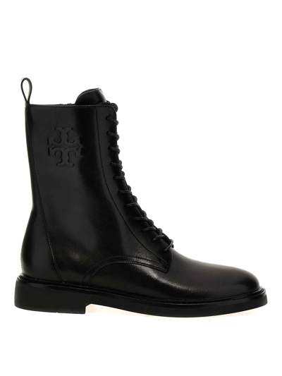 Tory Burch Double T Ankle Boots In Black