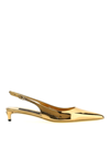 Dolce & Gabbana Gold Pointed Slingback With Kitten Heel In Mirrored Leather Woman In Gold