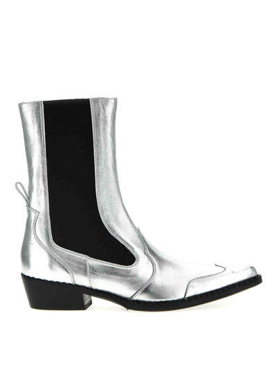 By Far Women's Otis Pointed Toe Stretch Block Heel Booties In Plata