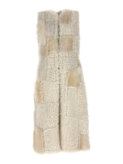 Chloé Patchwork Sheepskin Vest In White