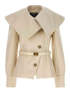 Balmain White Double-breasted Short Coat In Blanco