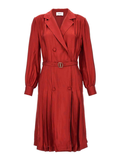 Bally All Over Logo Dress In Rojo