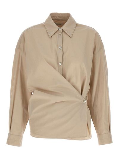 Lemaire Twisted Shirt In Nude & Neutrals