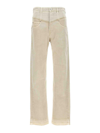 Isabel Marant Noemie Frayed Two-tone Jeans In Ecru
