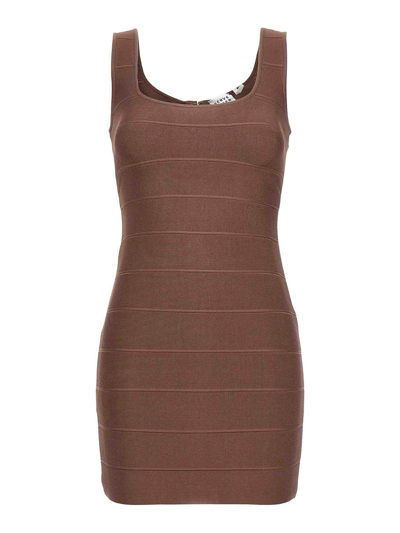 Herve Leger Icon Tank Mini Dress In Brown