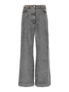 Etro Mid Rise Cotton Denim Wide Jeans In Grey