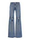 Coperni Flared Denim Trousers With Cut-out Detail In Blue
