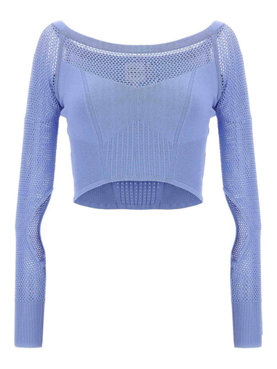 Herve Leger Crop Top In Light Blue