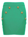 Balmain High-waisted Knitted Skirt In Green