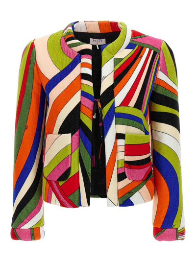 Emilio Pucci Pattern Short Terry Jacket In Multicolor