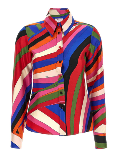 Emilio Pucci Silk Twill Shirt, Blouse Multicolor In Multicolour