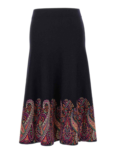 Etro Jacquard Skirt In Multicolour