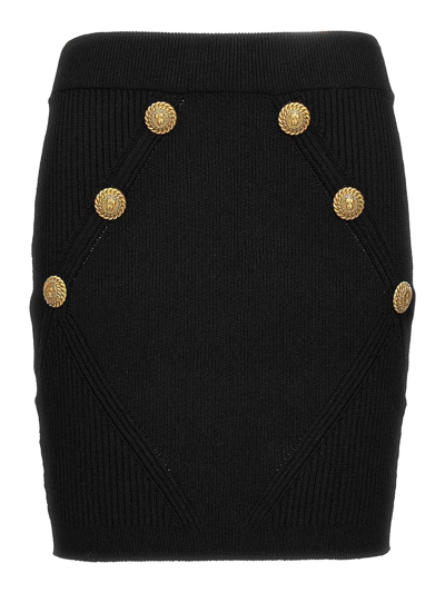 Balmain Mini Knit Skirt In Black