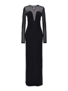 Atlein Long Dress Slit Mesh Panel In Black