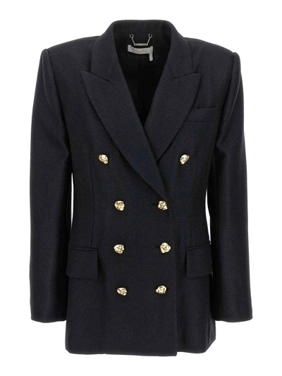 Chloé Double-breasted Blazer With Gold Buttons In Negro