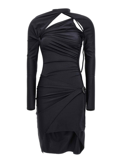 Coperni Asymmetric Jersey Dress In Negro