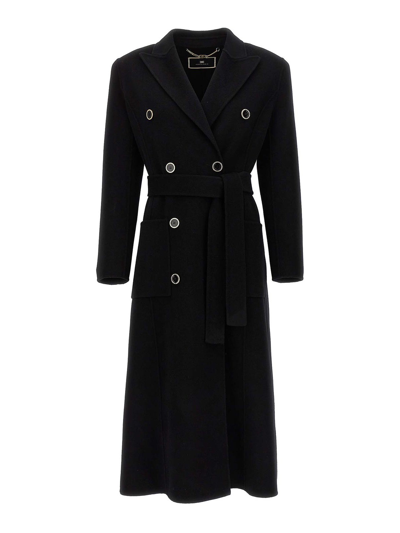 Elisabetta Franchi Daily Wool Coat In Black