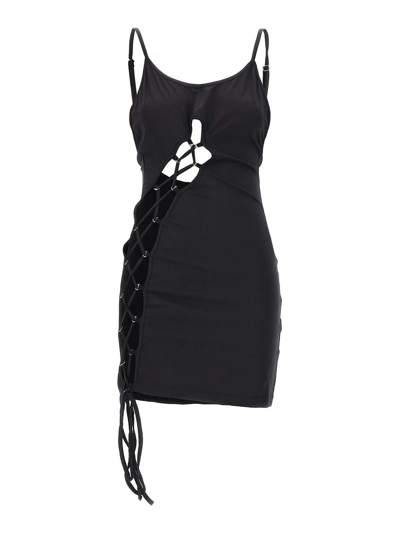 Heron Preston Lace-up Stretch Mini Dress In Black