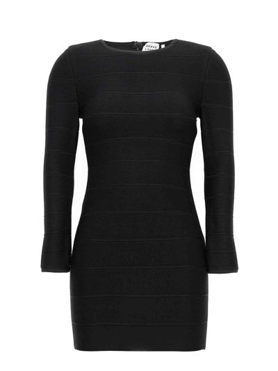 Herve Leger Black Crewneck Icon Dress