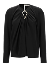Lanvin Draped Long-sleeved Blouse In Black