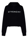 Givenchy Cropped Hoodie With Logo Print In Negro