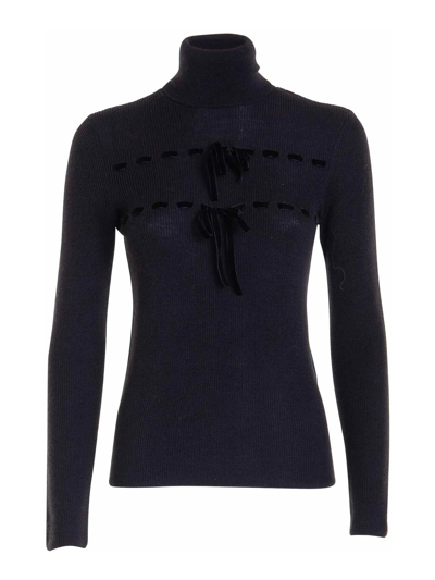 Red Valentino High Neck Pullover In Negro