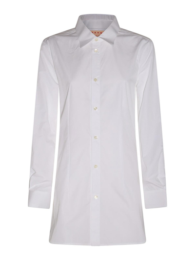 Marni Cutaway-collar Cotton-poplin Oversized Shirt In White