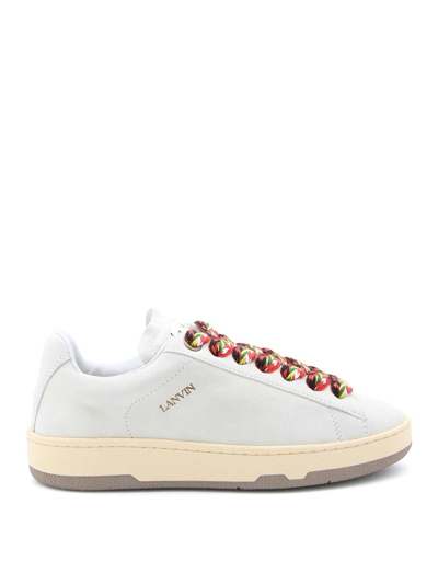 LANVIN WHITE LEATHER LITE CURB SNEAKERS