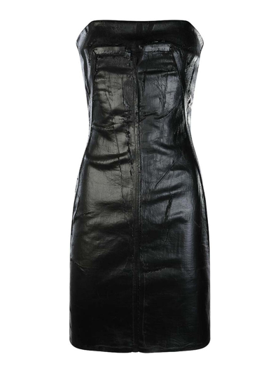 Rick Owens Black Lacquered Bustier Minidress