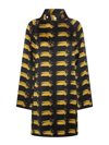 Burberry Duck-print Scarf-neck Mulberry Silk Mini Dress In Negro