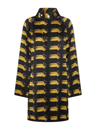 Burberry Duck-print Scarf-neck Mulberry Silk Mini Dress In Pear Pattern
