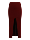 Patou Merino-blend Ribbed Knit Midi Skirt In Red