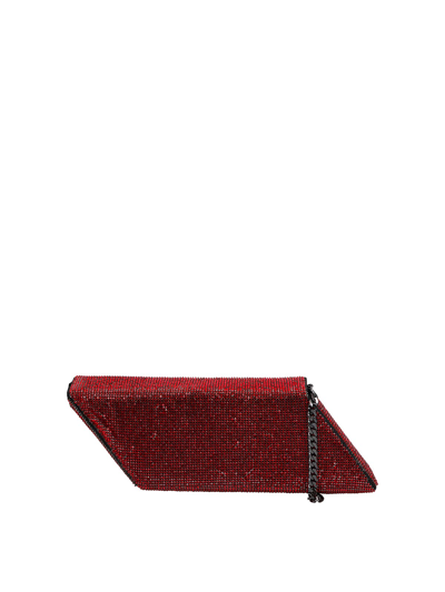 Kara Parallelogram Crystal Embellished Clutch Bag In Red
