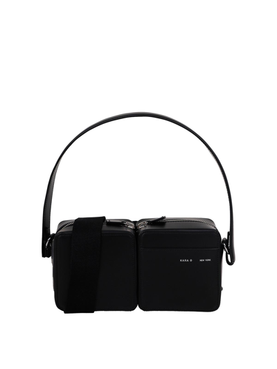 Kara Leather Shoulder Bag In Black