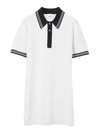 Burberry Check Stripe-trim Polo Dress In Blanco