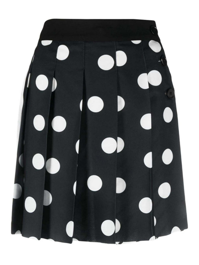 Msgm Polka Dot Pleated Mini Skirt In White