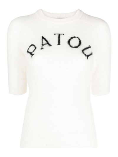 Patou Logo-intarsia Knitted Top In White