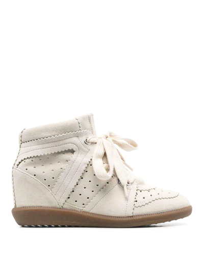 Isabel Marant Calf Suede Lace-up Trainers In White