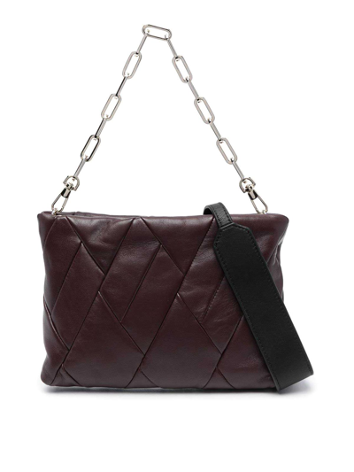 Reco Cubo Leather Satchel Bag In Dark Red