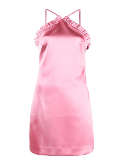 P.a.r.o.s.h Ruffled Satin-finish Minidress In Pink