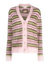 MARNI STRIPED MOHAIR-BLEND CARDIGAN