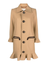 Dsquared2 Ruffle-trim Single-breasted Coat In Beige