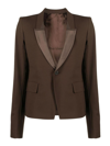 Rick Owens Shawl-lapels Single-breasted Blazer In Marrón