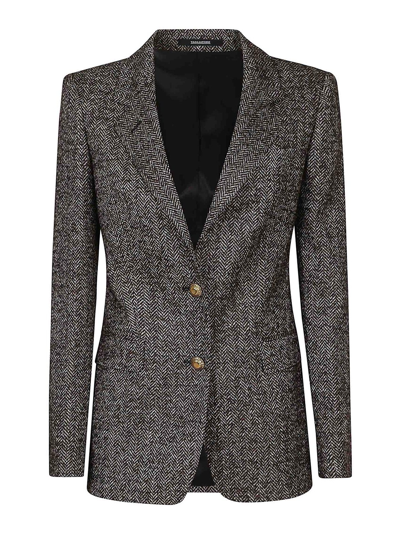 Tagliatore Single-breasted Herringbone Blazer In Brown