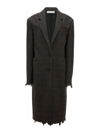 Jw Anderson Check-print Distressed-effect Coat In Grey