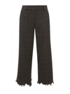 Jw Anderson Straight-leg Trousers With Distressed Effect And Check Print In Grey